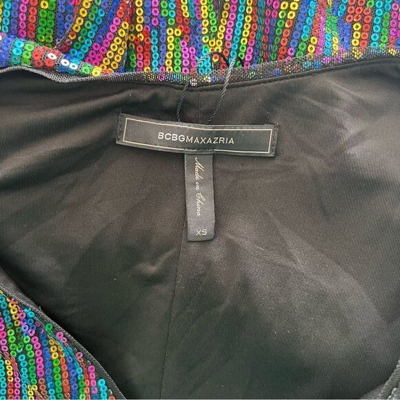 BCBGMAXAZRIA Rainbow Sequin Mini Dress Size XS. - Picture 4 of 6